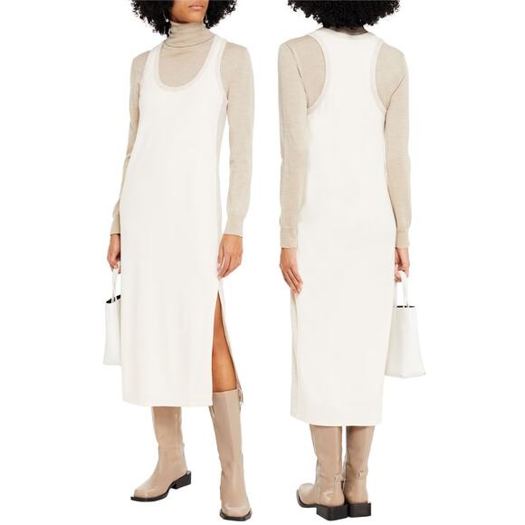 Rag & Bone Summer Linen Blend Jersey Midi Tank Dress Racerback Lagenlook  Boho M